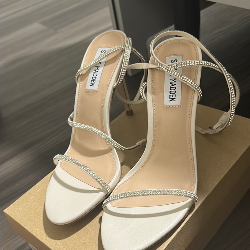 Steve Madden White Strappy Heels